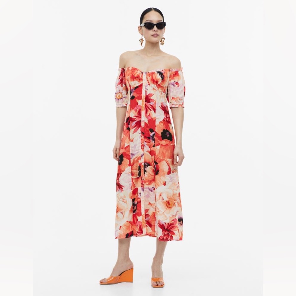 Crêped Off-the-shoulder Dress-Small